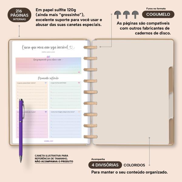 Planner De Disco Personalizado Iscool Disc Permanente Solid Colors Nude