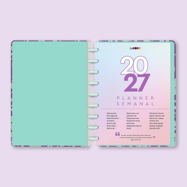 Iscool Disc Prime Planner Datado Glamour Color Margaridas Roxas
