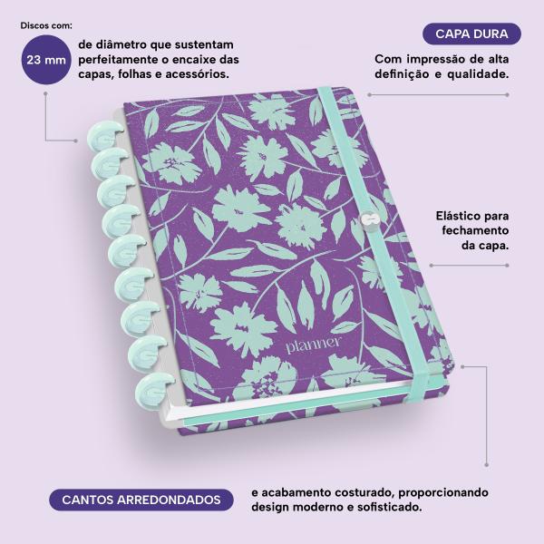 Iscool Disc Prime Planner Datado Glamour Color Margaridas Roxas