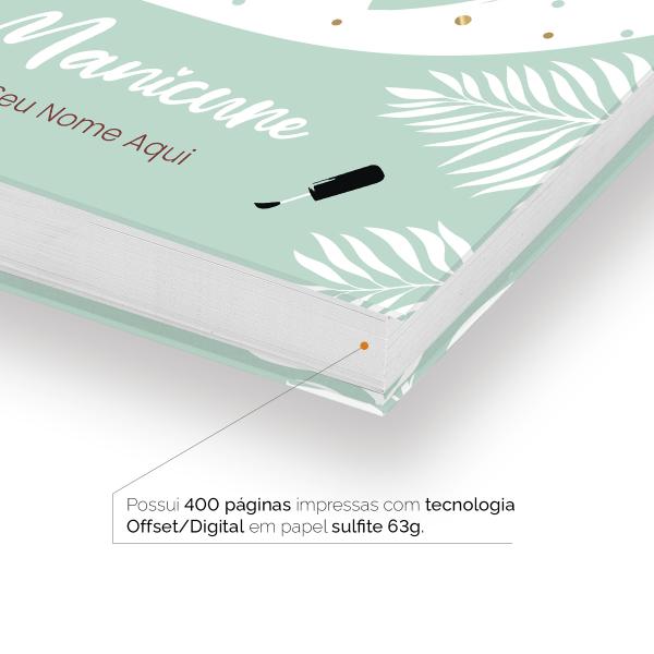 Agenda Comercial Personalizada Manicure Platinada Verde