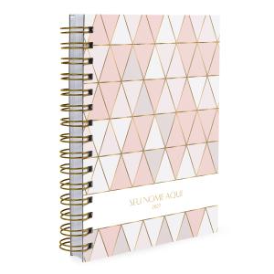 Agenda Personalizada Moderna Triângulos Rosa e Lilás
