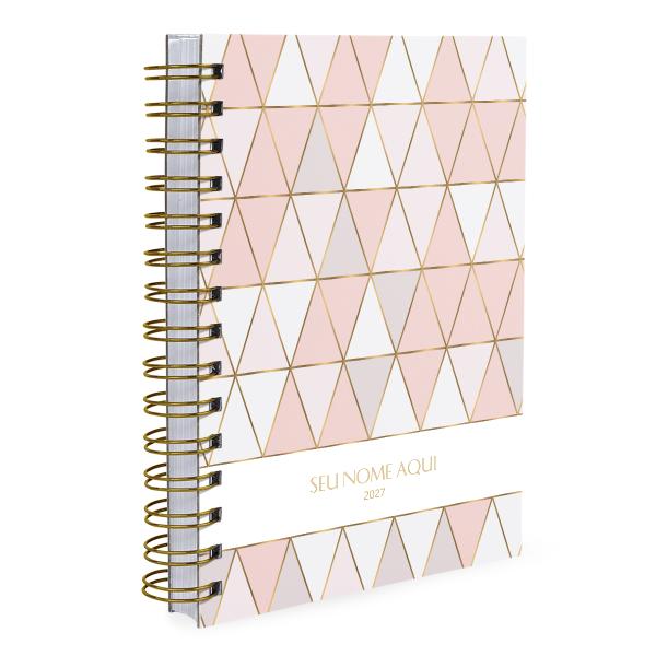 Agenda Personalizada Moderna Triângulos Rosa e Lilás