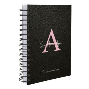 Agenda Personalizada Moderna Letra Glitter Preto Rosa