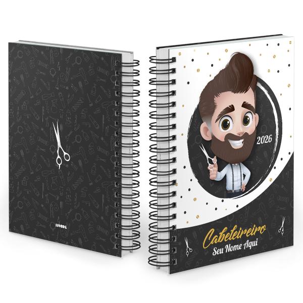 Agenda Comercial Personalizada Cabeleireiro Cabelo Castanho