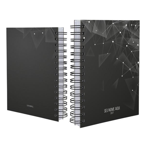 Agenda Personalizada Moderna Triângulos Tech Preta