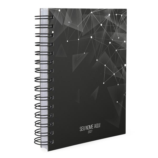 Agenda Personalizada Moderna Triângulos Tech Preta