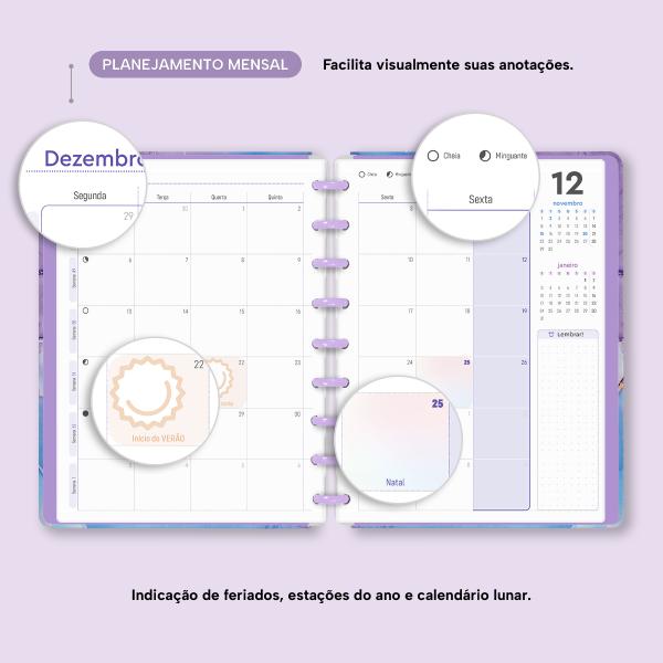 Iscool Disc Prime Planner Datado Mármore Lilás