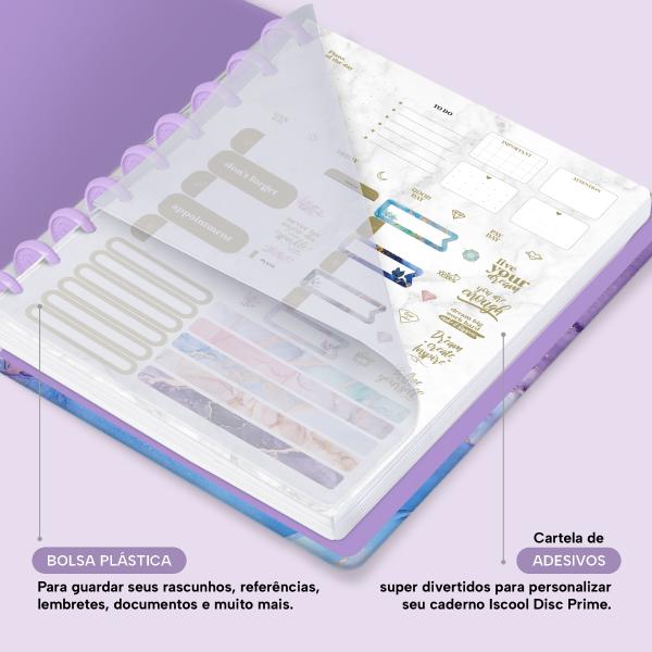 Iscool Disc Prime Planner Datado Mármore Lilás