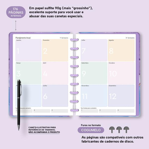 Iscool Disc Prime Planner Datado Mármore Lilás