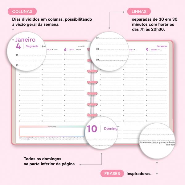 Iscool Disc Prime Planner Datado Solid Colors Rosa