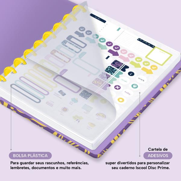Iscool Disc Prime Planner Datado Glamour Color Leaves Roxo