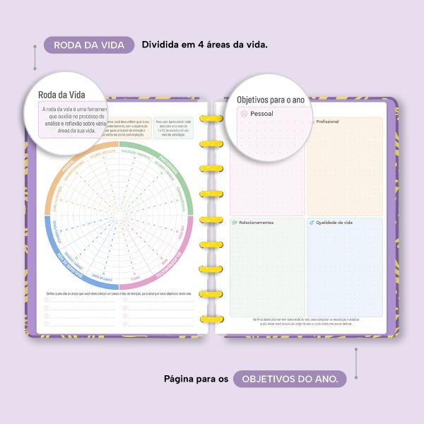 Iscool Disc Prime Planner Datado Glamour Color Leaves Roxo