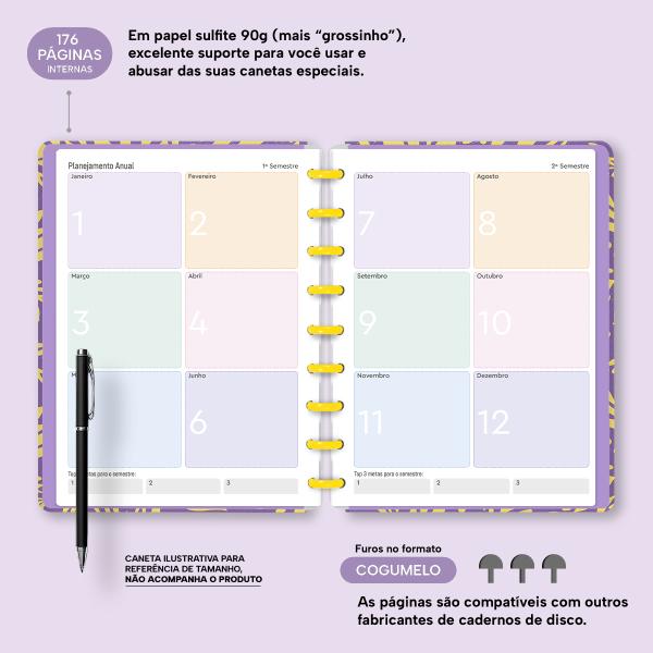 Iscool Disc Prime Planner Datado Glamour Color Leaves Roxo
