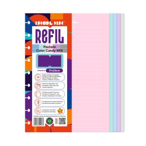 Refil Iscool Disc Pauta Branca Color Candy Mix 90g