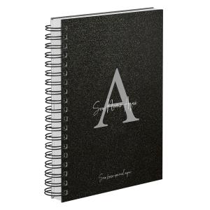 Agenda Diária Personalizada Moderna Letra Glitter Preto Prata