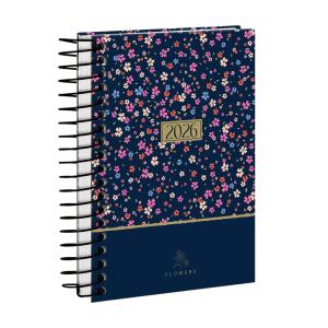 Agenda Mini Flower Field Azul Marinho