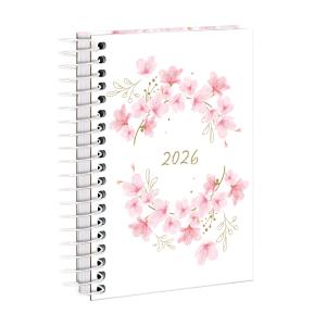 Agenda Mini Floral Sakura Rosa Dourado