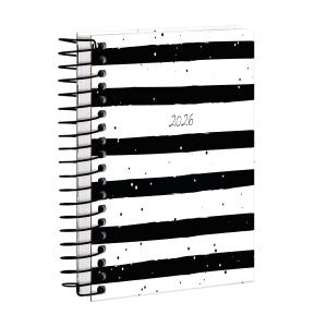 Agenda Mini Listras Branca E Preta