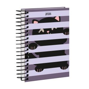 Agenda Mini Listras Lilás Gato Preto