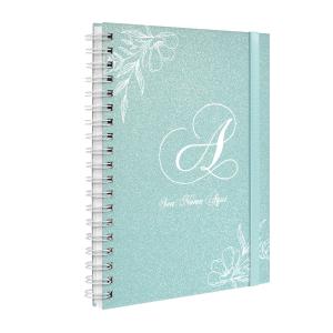 Agenda Planner Semanal Plus Personalizada Moderna Floral Glitter Verde Oceano