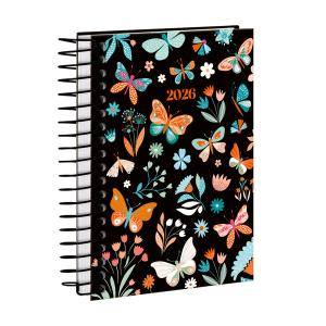 Agenda Mini Butterfly Preto Laranja