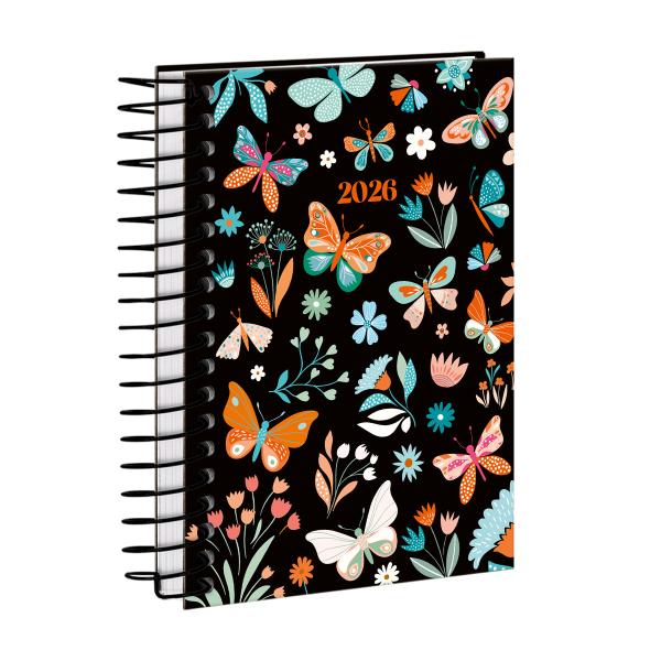 Agenda Mini Butterfly Preto Laranja