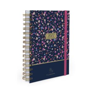 Agenda Planejamento 1 Dia Por Página Flower Field Azul Marinho 2027
