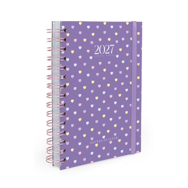 Agenda Planejamento 1 Dia Por Página Colors Sweet Corações Lilás 2027