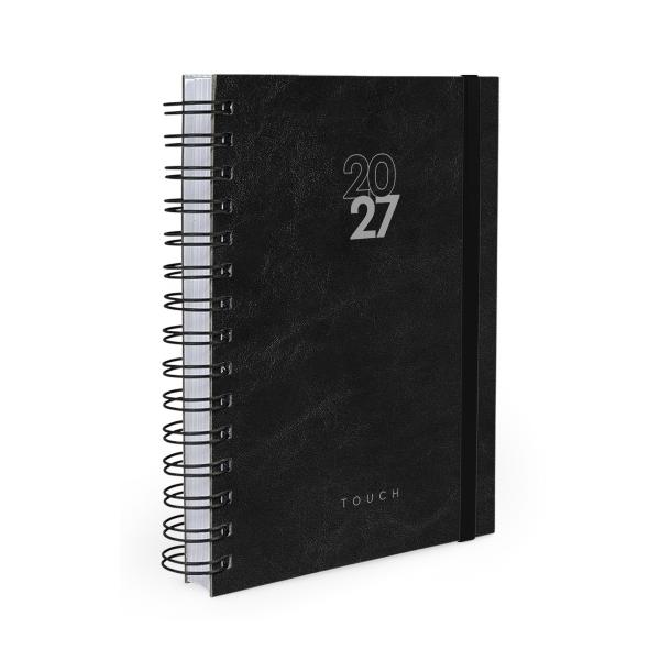 Agenda Planejamento 1 Dia Por Página Solid Touch Couro Preto 2027