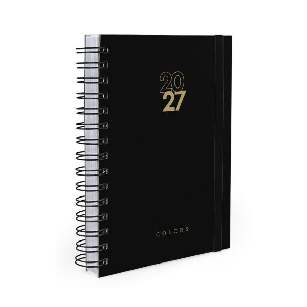 Agenda Planejamento 1 Dia Por Página Solid Colors Preto Gold 2027