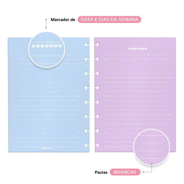 Refil Iscool Disc Pauta Branca Color Candy Mix 14x20 cm 90g 100 folhas
