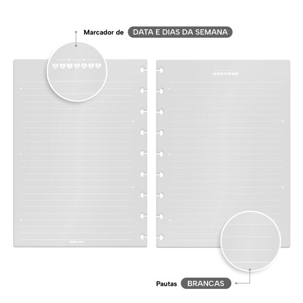Refil Iscool Disc Pauta Branca Color Candy Light Gray 17x23 cm 90g 100 folhas