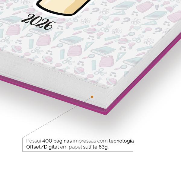 Agenda Diária Professores Desenhos Pink
