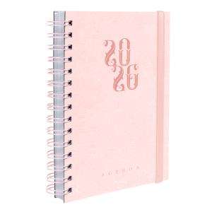 Agenda Plus Ink Tipo Couro Rosa