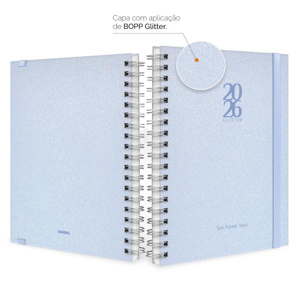 Agenda Planner Semanal Plus Personalizada Solid Glitter Cores Azul Celeste