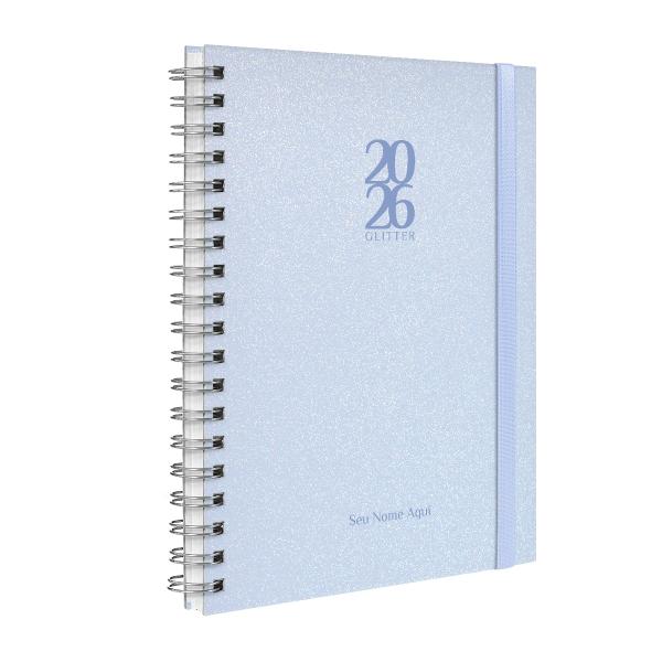 Agenda Planner Semanal Plus Personalizada Solid Glitter Cores Azul Celeste