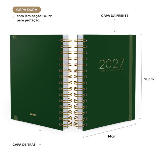 Agenda Planejamento 1 Dia Por Página Minimalista Verde Militar 2027