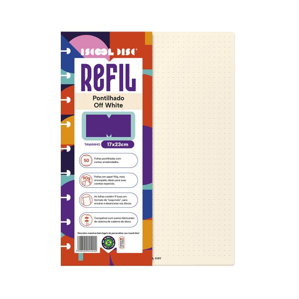 Refil Iscool Disc Off White Pontilhado 17x23 cm 90g 50 folhas