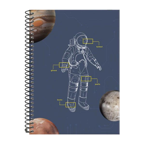 Caderno Colegial 1 Matéria Astronaut Neo Sketch Azul