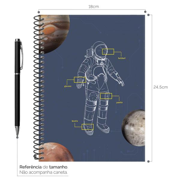 Caderno Colegial 1 Matéria Astronaut Neo Sketch Azul