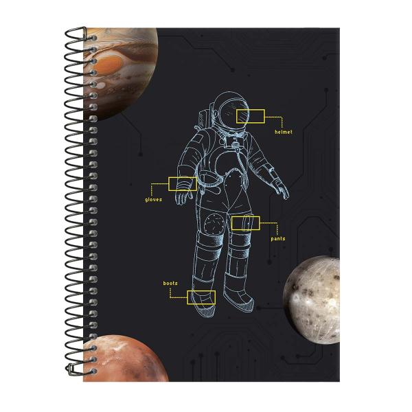 Caderno Colegial 20 Matérias Astronaut Neo Sketch Preto