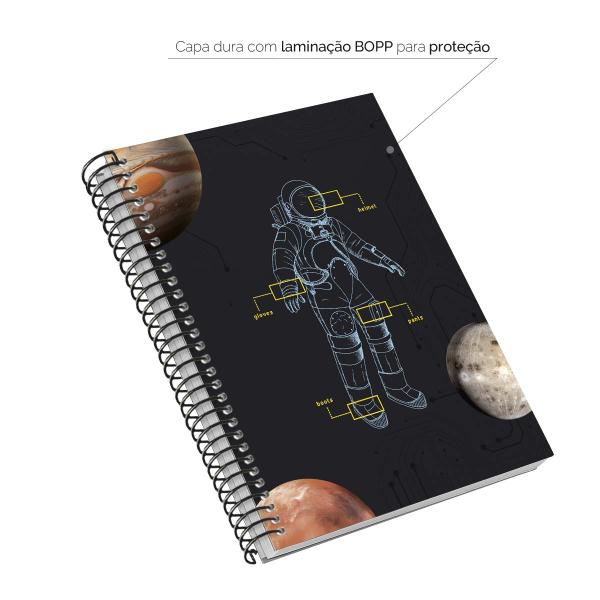 Caderno Colegial 20 Matérias Astronaut Neo Sketch Preto