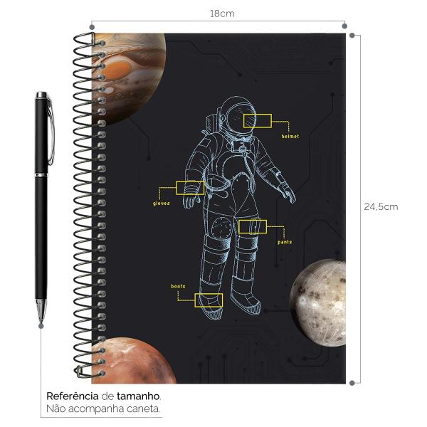 Caderno Colegial 20 Matérias Astronaut Neo Sketch Preto