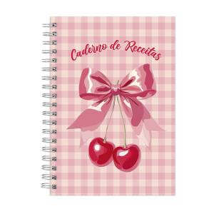 Caderno de Receitas Coquette Pop Cereja Xadrez