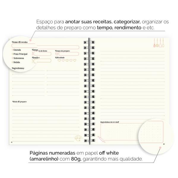 Caderno de Receitas Coquette Pop Cereja Xadrez