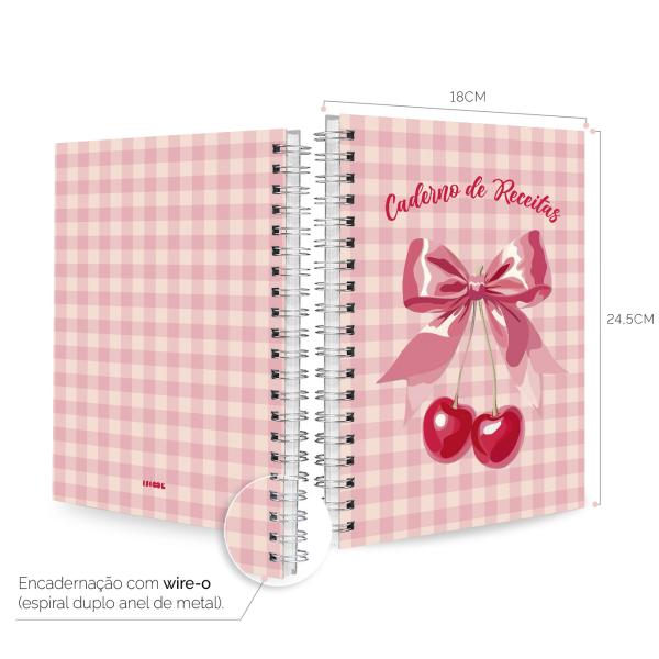 Caderno de Receitas Coquette Pop Cereja Xadrez