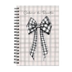 Caderno de Receitas Coquette Vintage Laço Xadrez