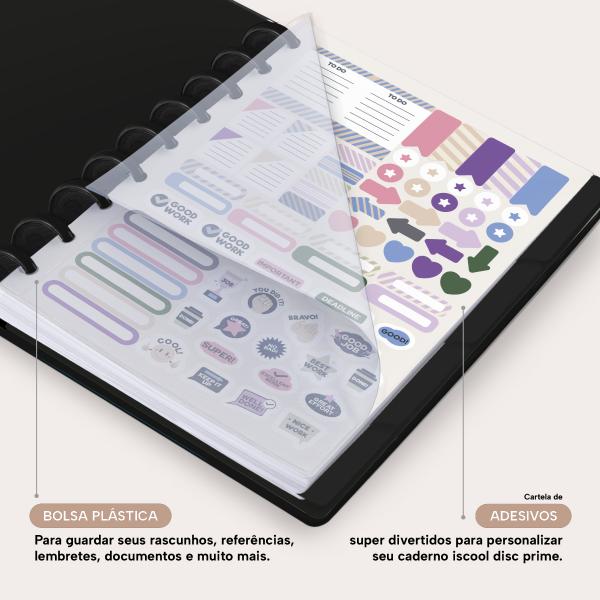 Planner De Disco Iscool Disc Permanente Solid Colors Preto Ouro