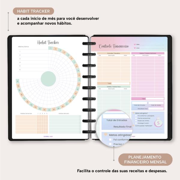 Planner De Disco Iscool Disc Permanente Solid Colors Preto Ouro