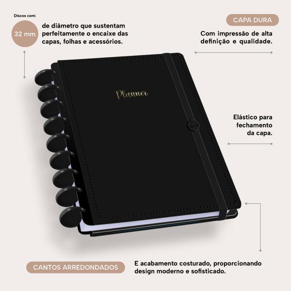 Planner De Disco Iscool Disc Permanente Solid Colors Preto Ouro